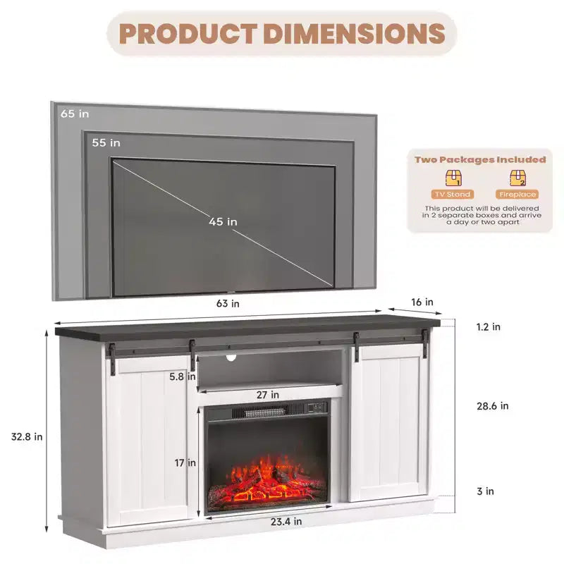 EROMMY 63 Tv Stand For Tvs Up To 80 With Open Storage Shelves And Cabinets