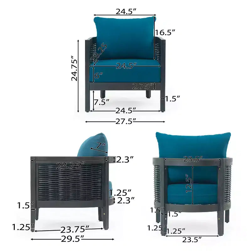 Christopher Knight Home Burchett Outdoor Acacia Wood and Rattan Club Chair with Cushions