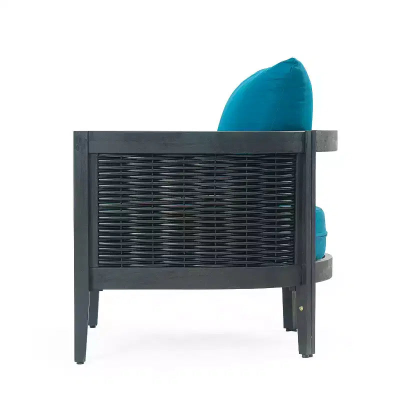 Christopher Knight Home Burchett Outdoor Acacia Wood and Rattan Club Chair with Cushions