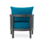 Christopher Knight Home Burchett Outdoor Acacia Wood and Rattan Club Chair with Cushions