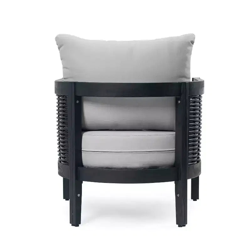 Christopher Knight Home Burchett Outdoor Acacia Wood and Rattan Club Chair with Cushions