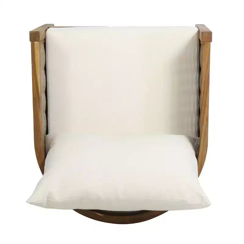 Christopher Knight Home Burchett Outdoor Acacia Wood and Rattan Club Chair with Cushions