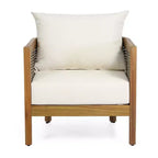 Christopher Knight Home Burchett Outdoor Acacia Wood and Rattan Club Chair with Cushions