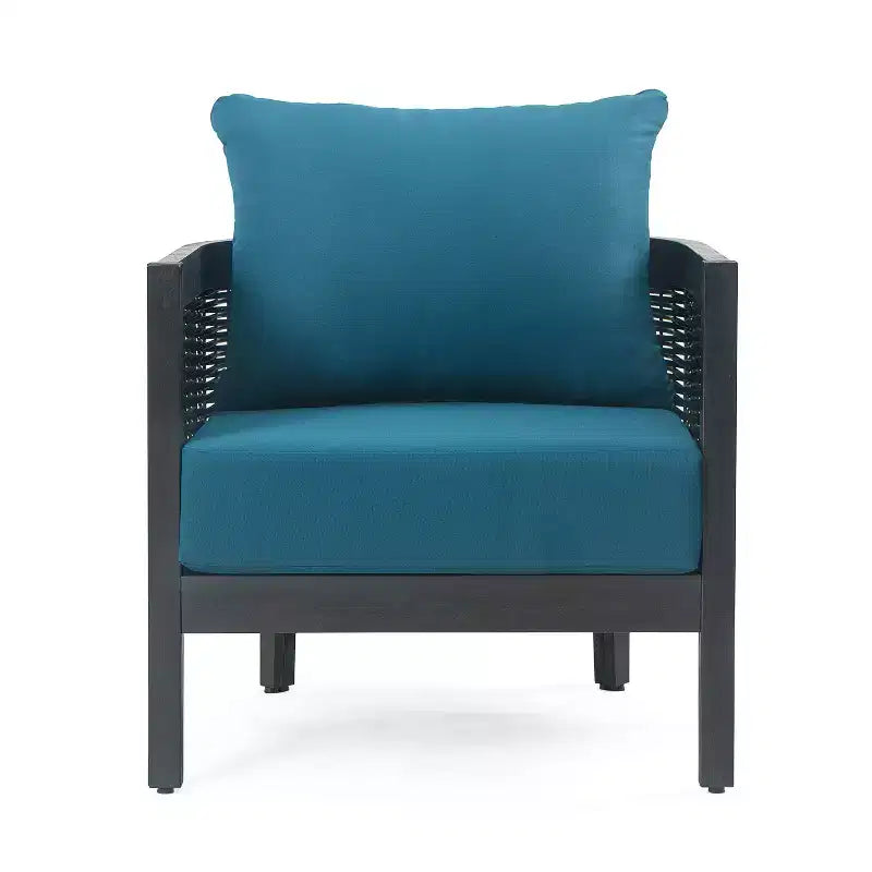 Christopher Knight Home Burchett Sedia Club da Esterno in Legno di Acacia e Rattan con Cuscini