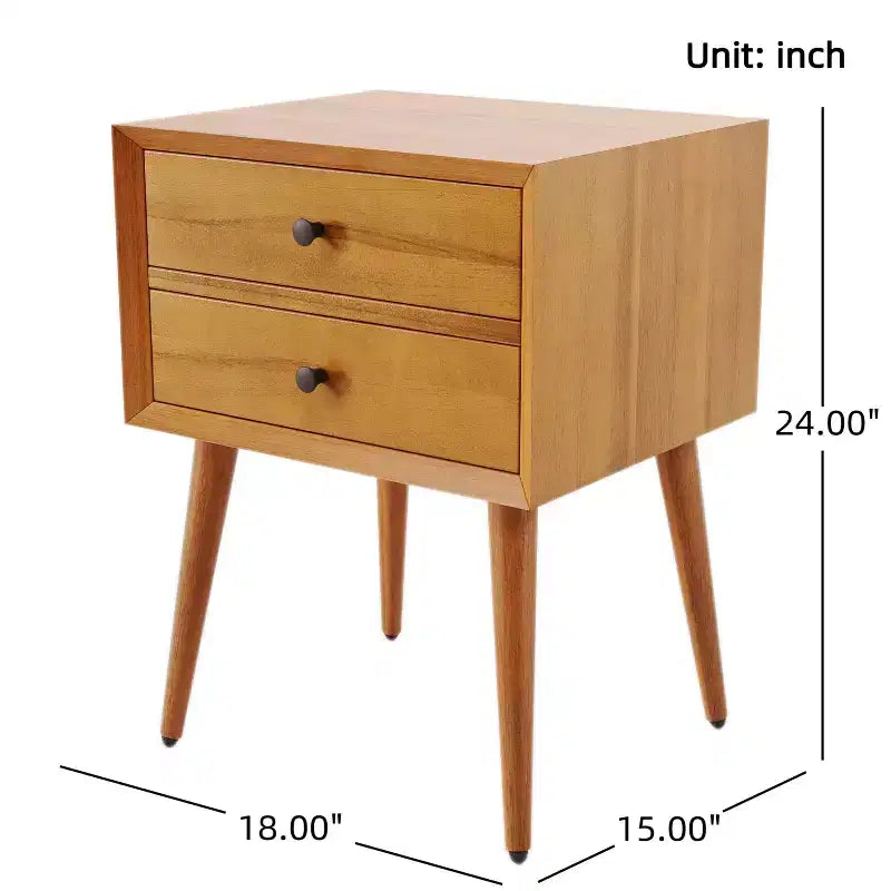 Christopher Knight Home Caesar Mid-Century Modern Acacia Wood Nightstand with 2 Drawers
