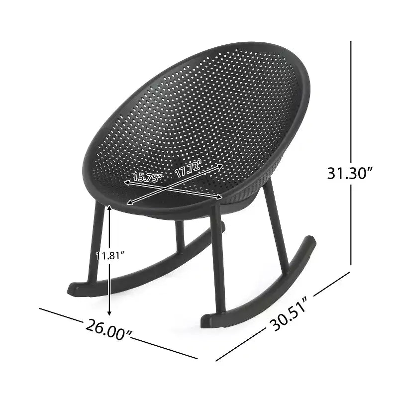 Sedia a dondolo GDFStudio Edmont da esterno in plastica di polipropilene con timpano
