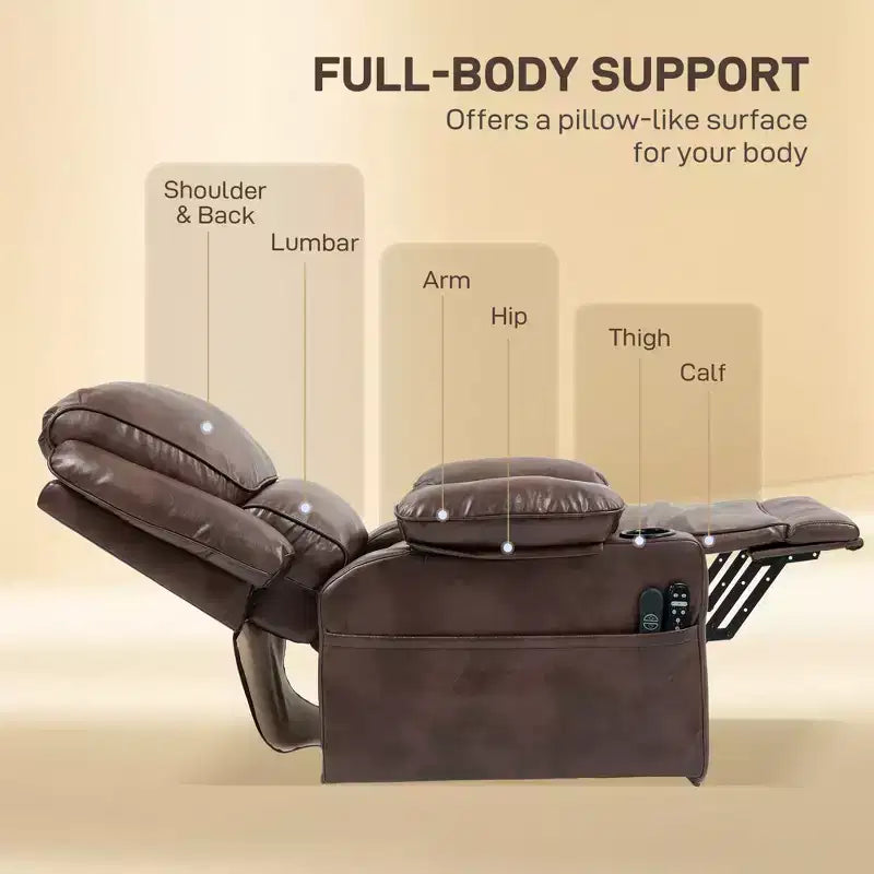 Poltrona reclinabile HOMCOM Power Lift, poltrona reclinabile elettrica riscaldata con massaggio, telecomando, tasche laterali, molle insacchettate