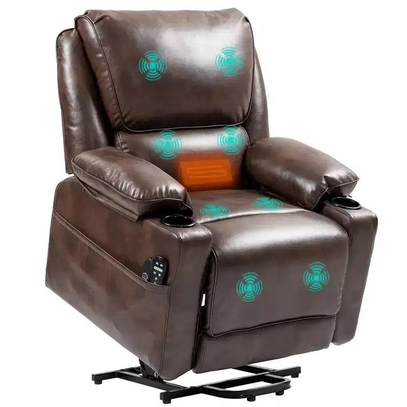 Poltrona reclinabile HOMCOM Power Lift, poltrona reclinabile elettrica riscaldata con massaggio, telecomando, tasche laterali, molle insacchettate