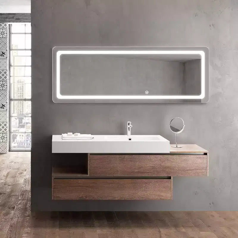PexFix 16 in. W x 63 in. H Modern Full Length Rectangular Frameless Mirror With Rounded Corner in White