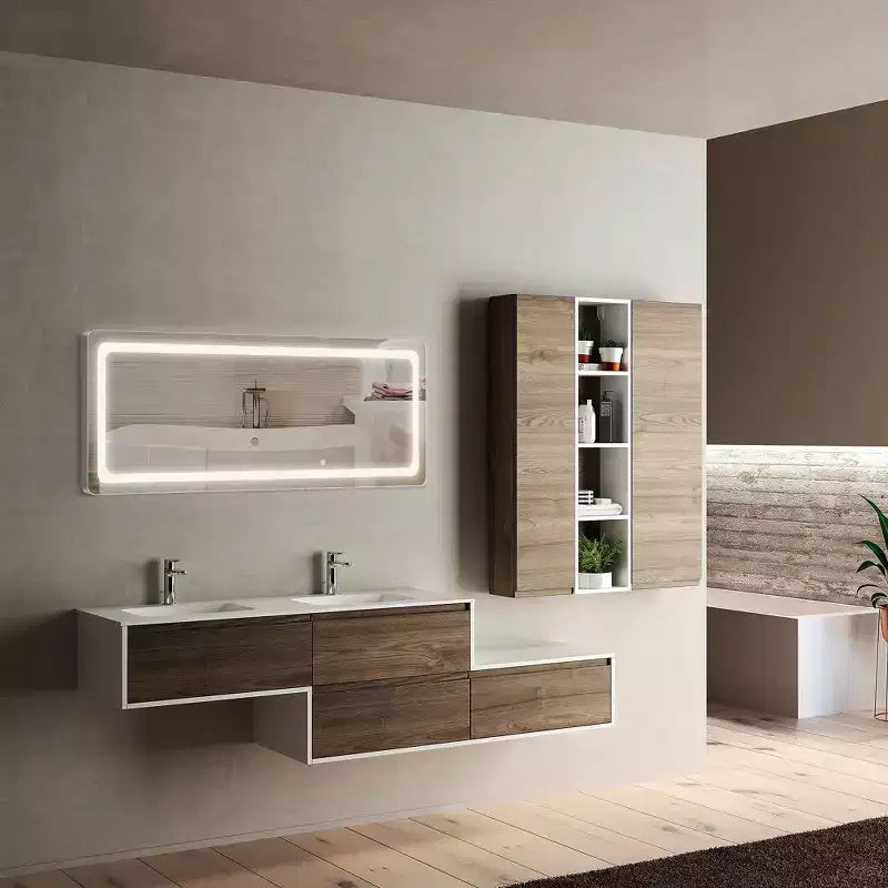 PexFix 16 in. W x 63 in. H Modern Full Length Rectangular Frameless Mirror With Rounded Corner in White