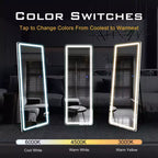 PexFix 16 in. W x 63 in. H Modern Full Length Rectangular Frameless Mirror With Rounded Corner in White