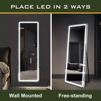 PexFix 16 in. W x 63 in. H Modern Full Length Rectangular Frameless Mirror With Rounded Corner in White