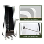 PexFix 16 in. W x 63 in. H Modern Full Length Rectangular Frameless Mirror With Rounded Corner in White