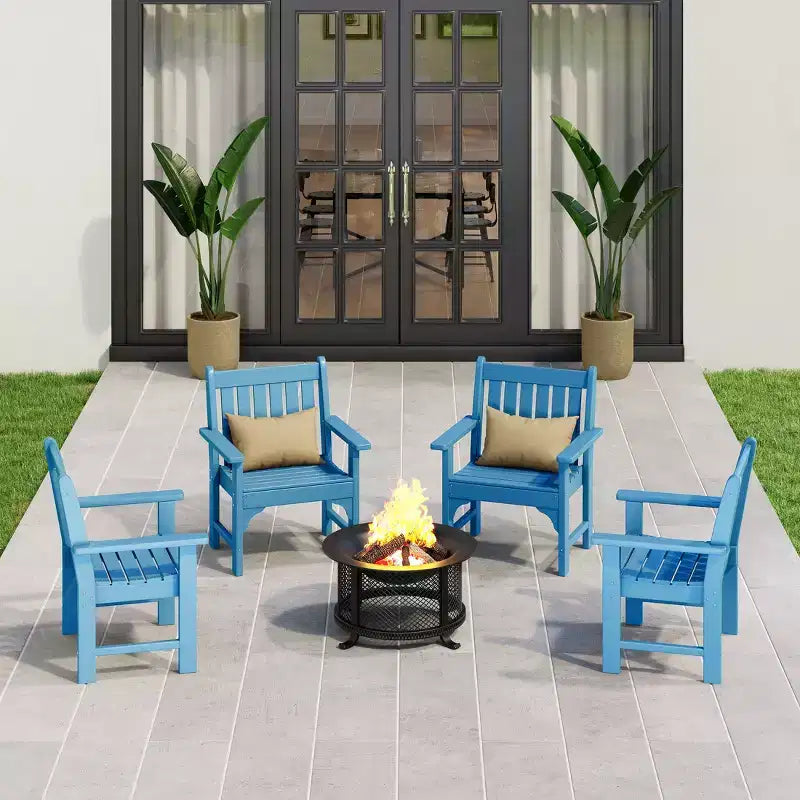 WestinTrends Outdoor Patio HDPE Adirondack Dining Arm Chairs (Set of 4)