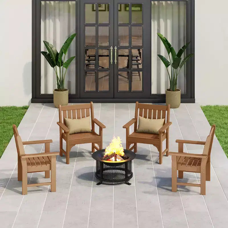WestinTrends Outdoor Patio HDPE Adirondack Dining Arm Chairs (Set of 4)