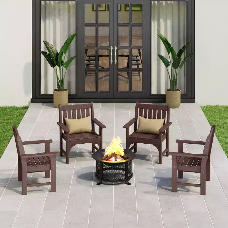 WestinTrends Outdoor Patio HDPE Adirondack Dining Arm Chairs (Set of 4)