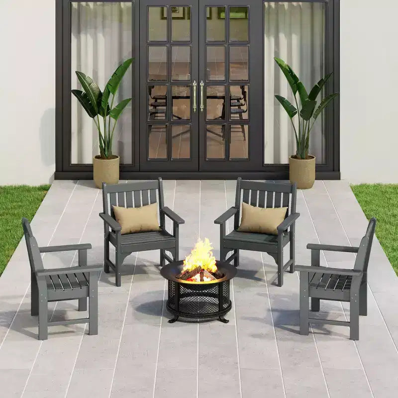 WestinTrends Outdoor Patio HDPE Adirondack Dining Arm Chairs (Set of 4)