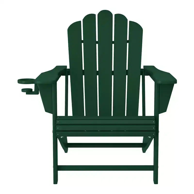 WestinTrends Highland Outdoor Patio HDPE Adirondack Chair With Cup Holder and Table Set