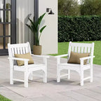 WestinTrends Malibu Outdoor Patio HDPE Adirondack Dining Arm Chairs (Set of 2), White
