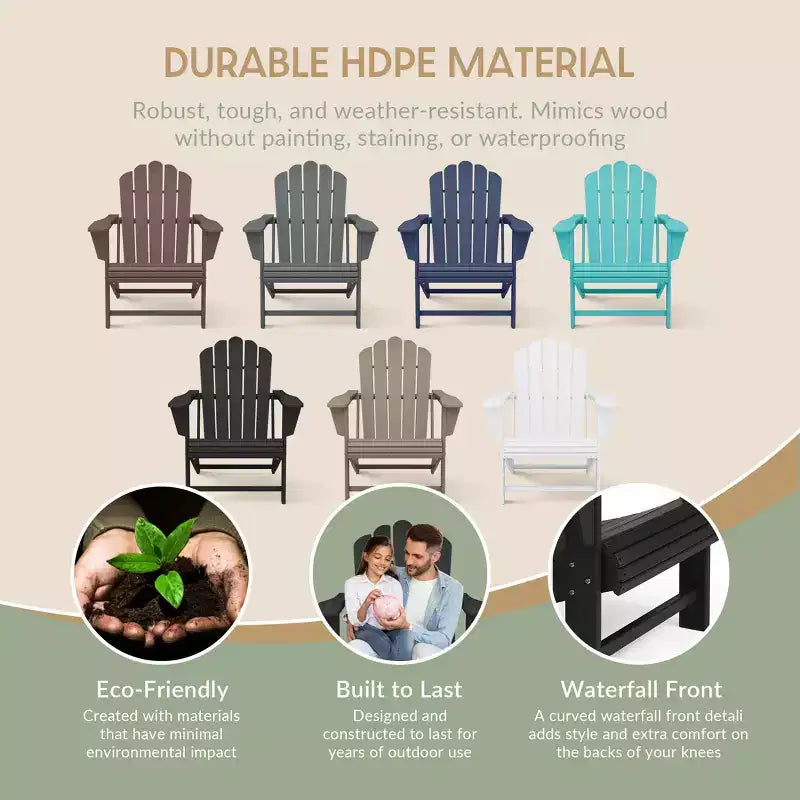 WestinTrends Highland Outdoor Patio HDPE Adirondack Chair With Cup Holder