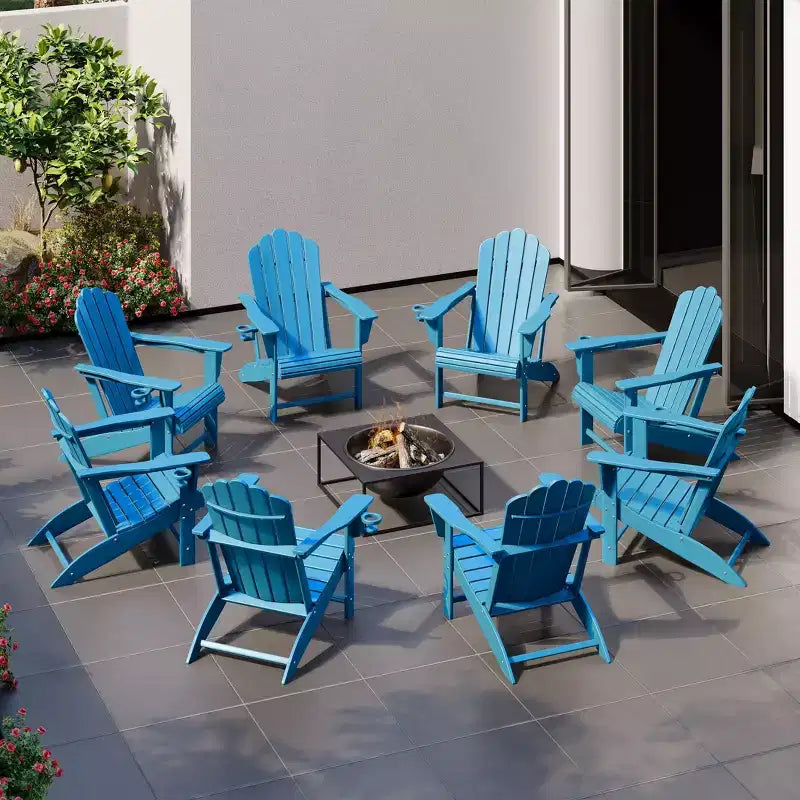 WestinTrends Sedie Adirondack da Esterno in HDPE Highland con Portabicchieri (Set da 8)
