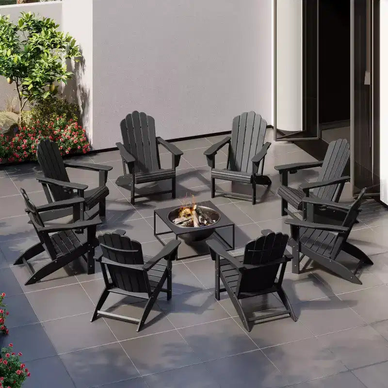 WestinTrends Sedie Adirondack da Esterno in HDPE Highland con Portabicchieri (Set da 8)