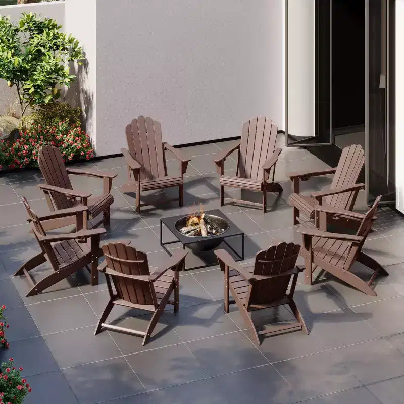 WestinTrends Sedie Adirondack da Esterno in HDPE Highland con Portabicchieri (Set da 8)