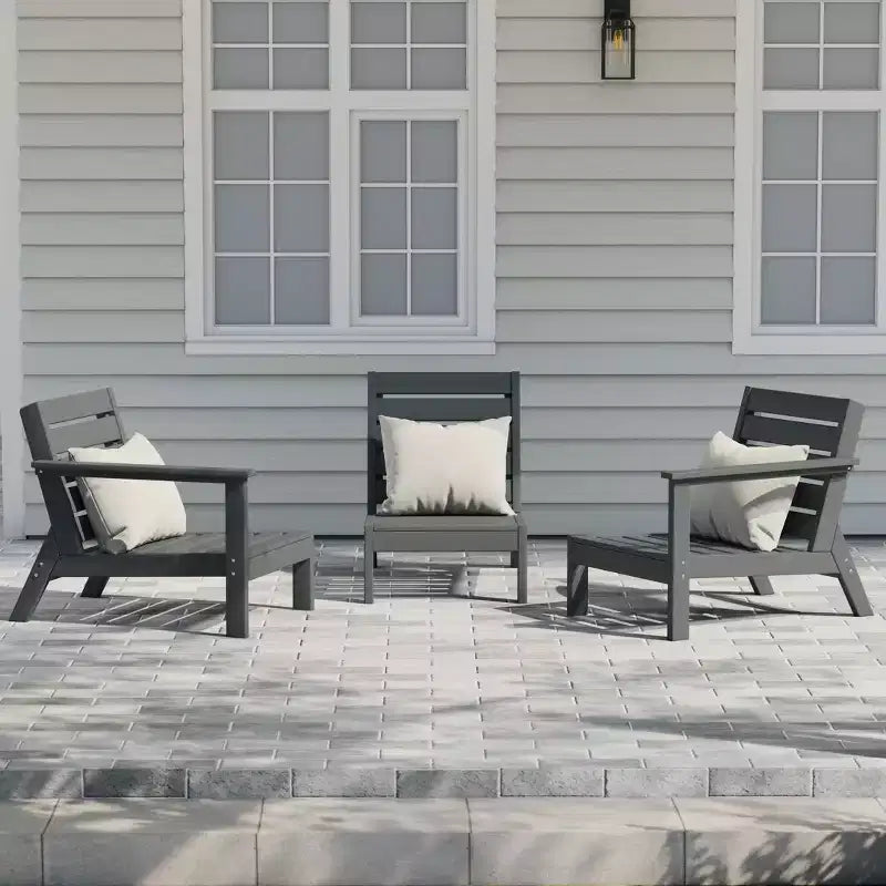 WestinTrends Avalon Outdoor Patio 3-Piece HDPE Deep Seating Sectional Sofa