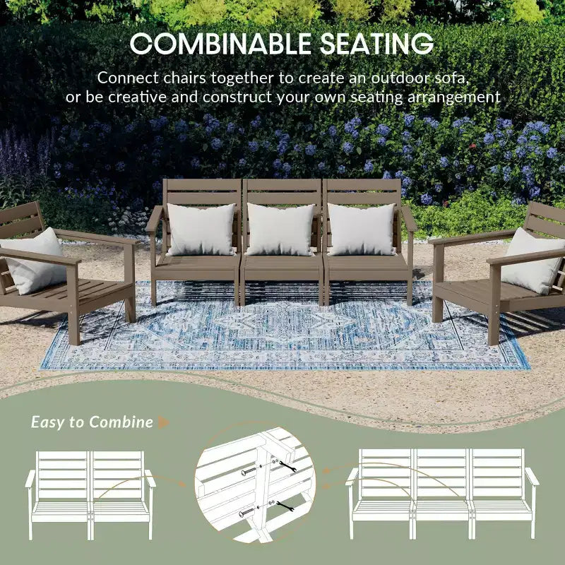 WestinTrends Avalon Outdoor Patio 3-Piece HDPE Deep Seating Sectional Sofa