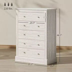 5-Drawer Farmhouse Chest of Drawers with Wood Top Dirty Oak