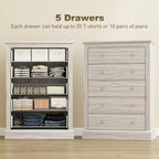 5-Drawer Farmhouse Chest of Drawers with Wood Top Dirty Oak
