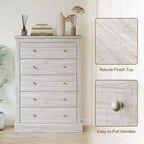 5-Drawer Farmhouse Chest of Drawers with Wood Top Dirty Oak