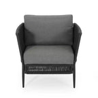 GDFStudio Sefora Outdoor Aluminum and Rope Club Chairs with Cushions (Set of 2), Black/Gray