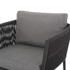 GDFStudio Sefora Outdoor Aluminum and Rope Club Chairs with Cushions (Set of 2), Black/Gray