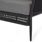 GDFStudio Sefora Outdoor Aluminum and Rope Club Chairs with Cushions (Set of 2), Black/Gray