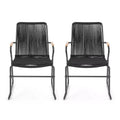 GDFStudio Miriam Outdoor Iron and Rope Weave Club Chairs (Set of 2), Black