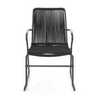 GDFStudio Miriam Outdoor Iron and Rope Weave Club Chairs (Set of 2), Black