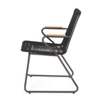 GDFStudio Miriam Outdoor Iron and Rope Weave Club Chairs (Set of 2), Black