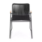 GDFStudio Miriam Outdoor Iron and Rope Weave Club Chairs (Set of 2), Black