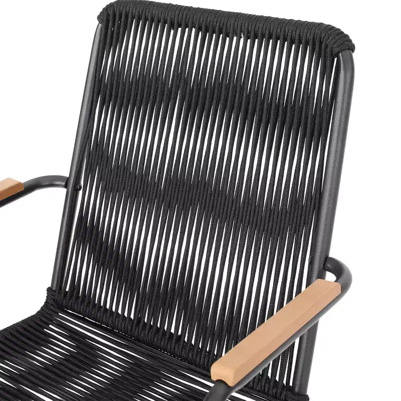 GDFStudio Miriam Outdoor Iron and Rope Weave Club Chairs (Set of 2), Black
