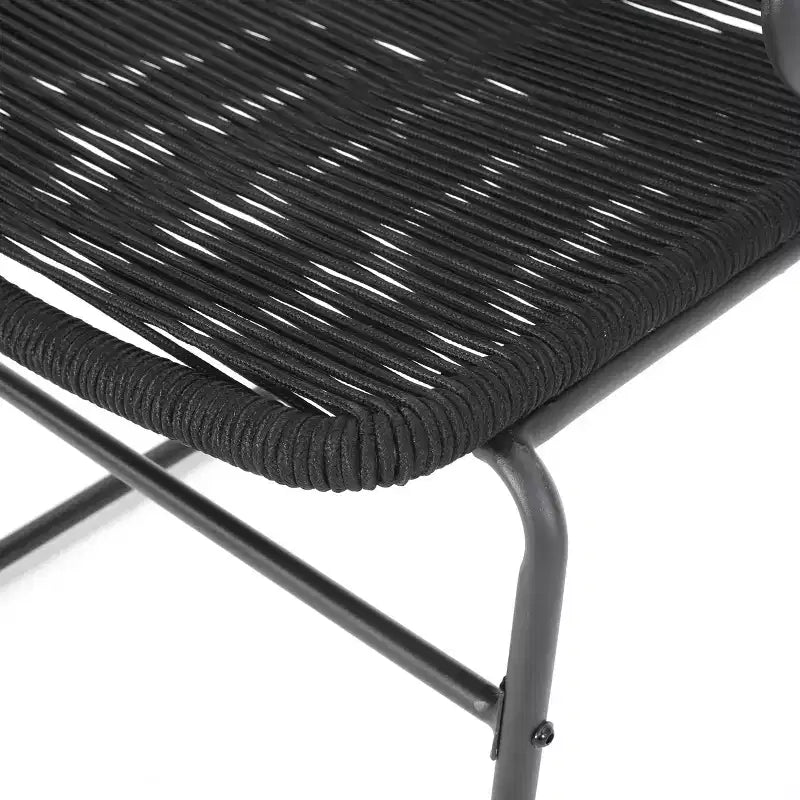 GDFStudio Miriam Outdoor Iron and Rope Weave Club Chairs (Set of 2), Black