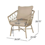 GDFStudio Colmar - Poltrone da club da esterno in vimini e ferro con cuscini (set da 2), marrone chiaro/beige