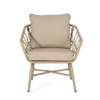 GDFStudio Colmar - Poltrone da club da esterno in vimini e ferro con cuscini (set da 2), marrone chiaro/beige
