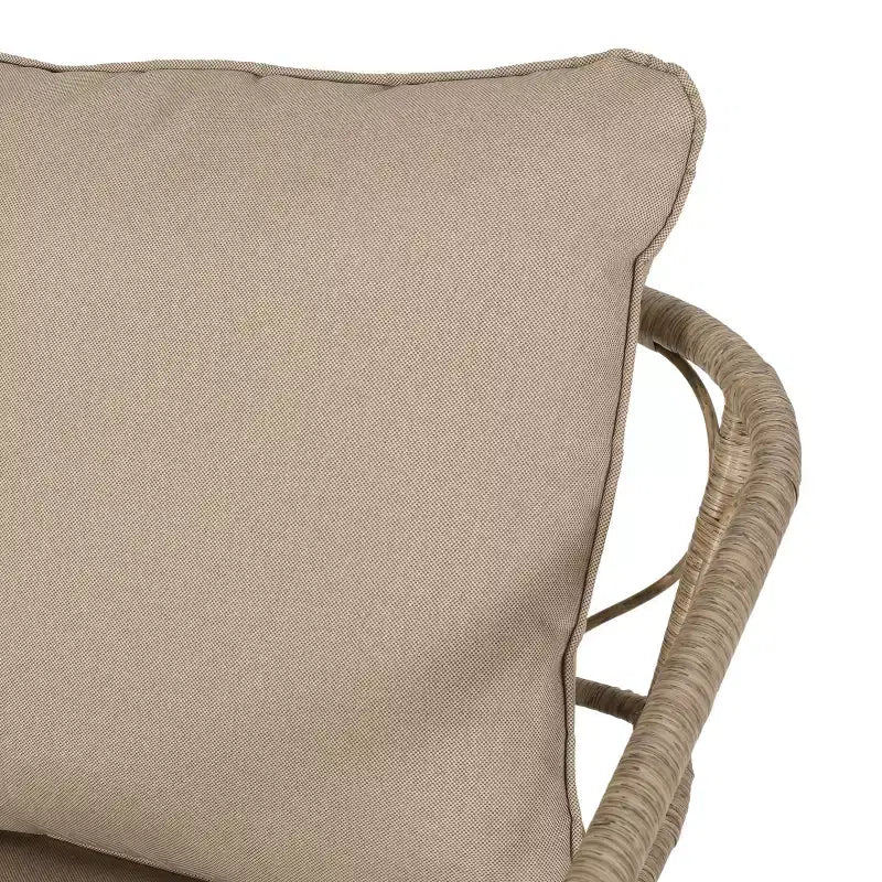 GDFStudio Colmar - Poltrone da club da esterno in vimini e ferro con cuscini (set da 2), marrone chiaro/beige