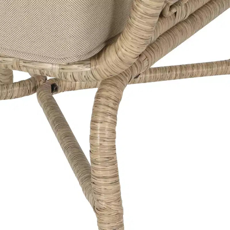 GDFStudio Colmar - Poltrone da club da esterno in vimini e ferro con cuscini (set da 2), marrone chiaro/beige