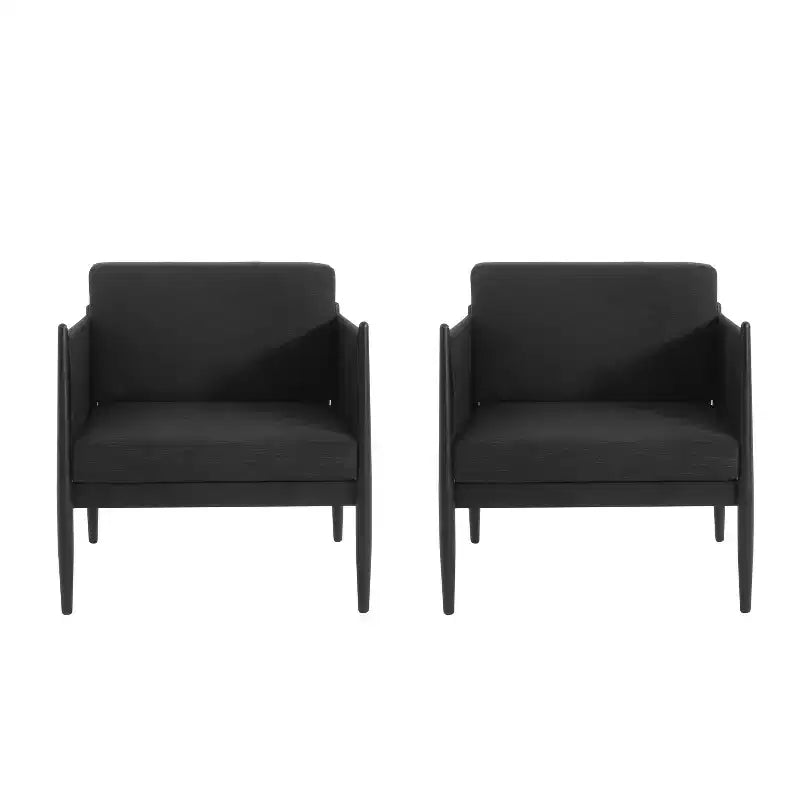 GDFStudio Elowen Outdoor Aluminum Club Chairs with Pencil Legs (Set of 2), Black