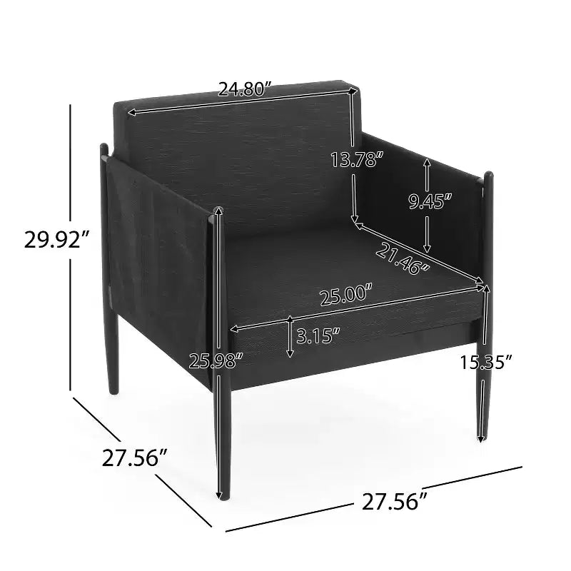GDFStudio Elowen Outdoor Aluminum Club Chairs with Pencil Legs (Set of 2), Black