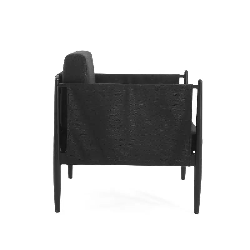 GDFStudio Elowen Outdoor Aluminum Club Chairs with Pencil Legs (Set of 2), Black