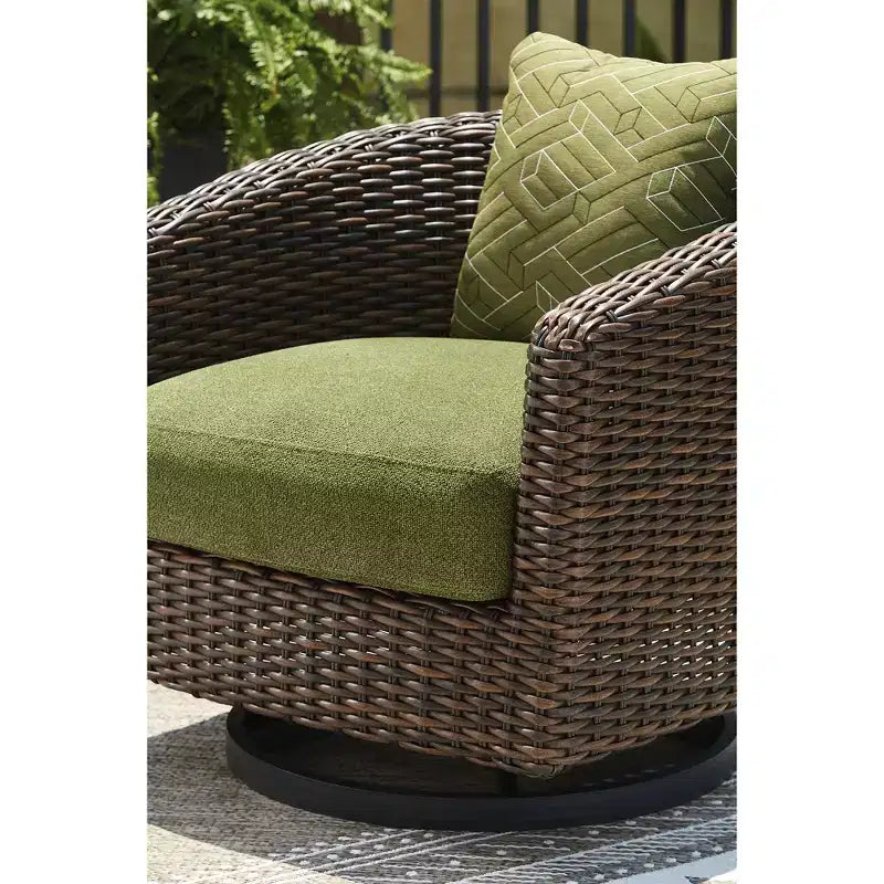 Signature Design by Ashley Horizon Hall Poltrona girevole da esterno per tutte le stagioni con cuscino, Verde