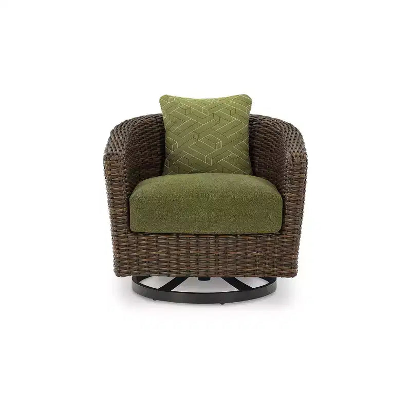 Signature Design by Ashley Horizon Hall Poltrona girevole da esterno per tutte le stagioni con cuscino, Verde